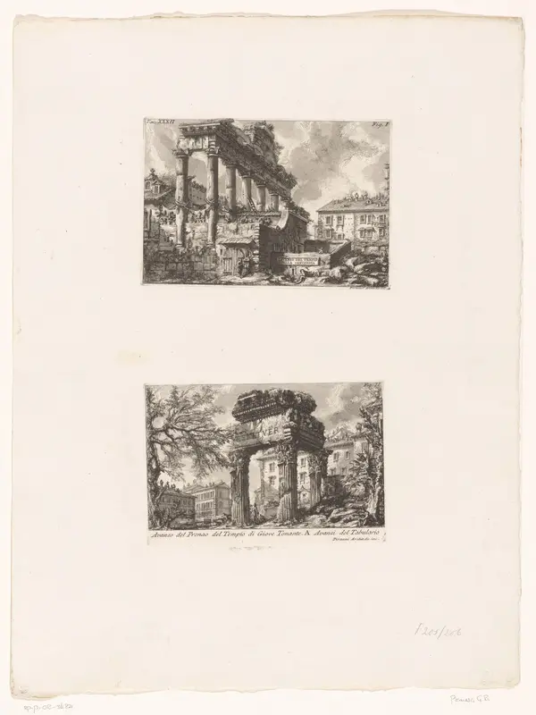 Tempel van Saturnus en Tempel van Vespasianus en Titus te Rome Wall Art by Unknown - High-Resolution Digital Print