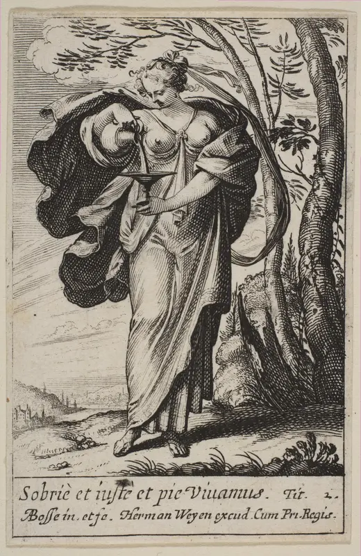 Temperance, from "The Virtues" (Les Vertus) Wall Art by Abraham Bosse - High-Resolution Digital Print