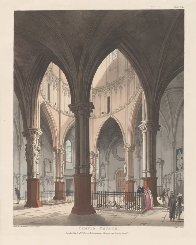 Temple Church Wall Art by Thomas Rowlandson - High-Resolution Digital Print