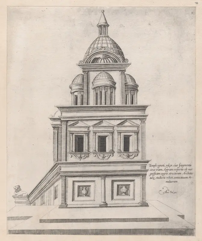Temple near the Appian Way, from "Speculum Romanae Magnificentiae" Wall Art by Anonymous - High-Resolution Digital Print