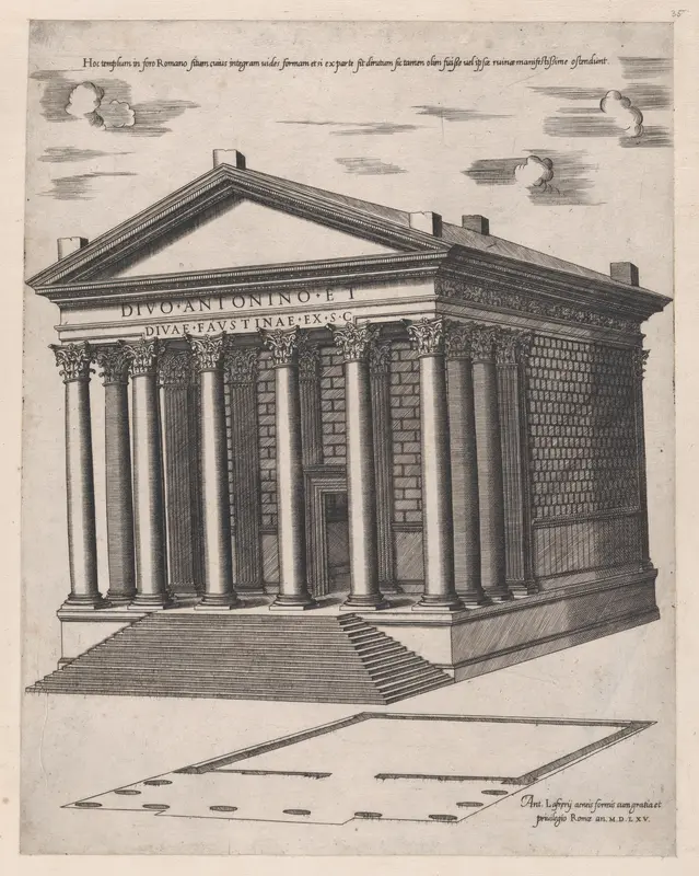 Temple of Antoninus and Faustina, from "Speculum Romanae Magnificentiae" Wall Art by Anonymous - High-Resolution Digital Print