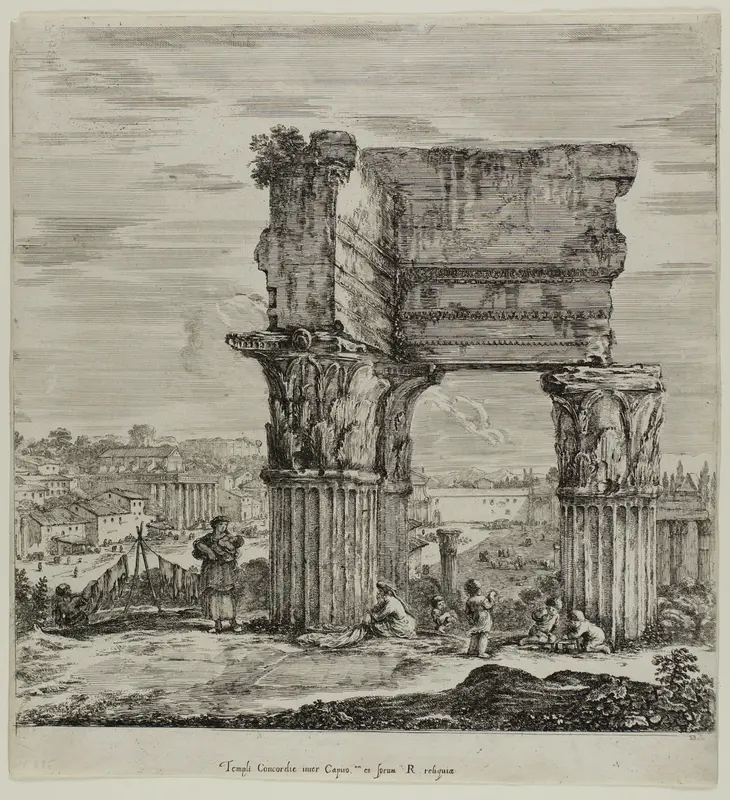 Temple of Concordia and the Roman Forum Wall Art by Stefano della Bella - High-Resolution Digital Print