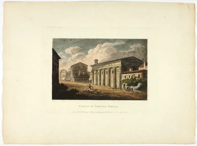 Temple of Fortuna Virilis, plate thirty-four from the Ruins of Rome Wall Art by M. Dubourg - High-Resolution Digital Print