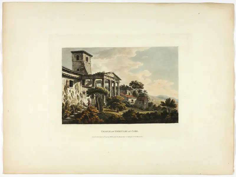 Temple of Hercules at Cori, plate thirty-two from the Ruins of Rome Wall Art by M. Dubourg - High-Resolution Digital Print