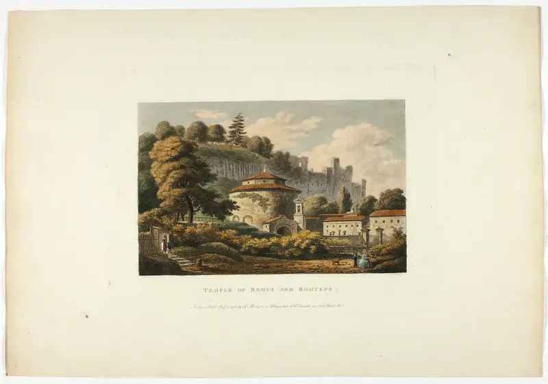 Temple of Remus and Romulus, plate sixteen from the Ruins of Rome Wall Art by M. Dubourg - High-Resolution Digital Print