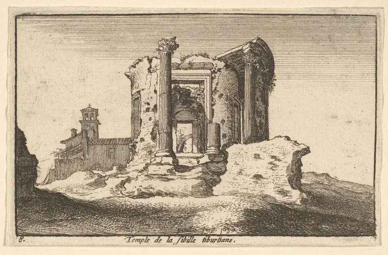 Temple of the Tiburtine Sybil, from "Roman Ruins" Wall Art by Wenceslaus Hollar - High-Resolution Digital Print