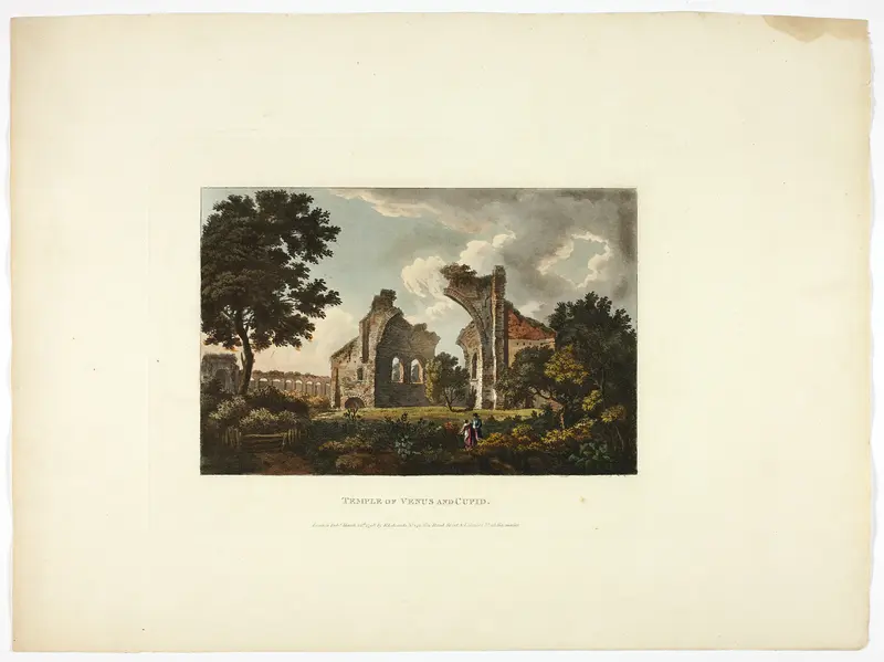 Temple of Venus and Cupid, plate twelve from the Ruins of Rome Wall Art by M. Dubourg - High-Resolution Digital Print