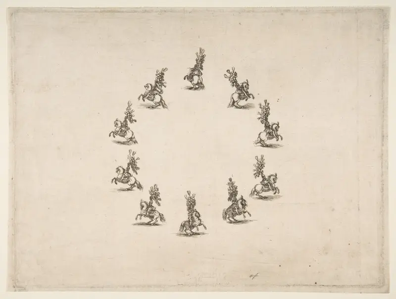 Ten Cavaliers Forming a Circle Wall Art by Stefano della Bella - High-Resolution Digital Print