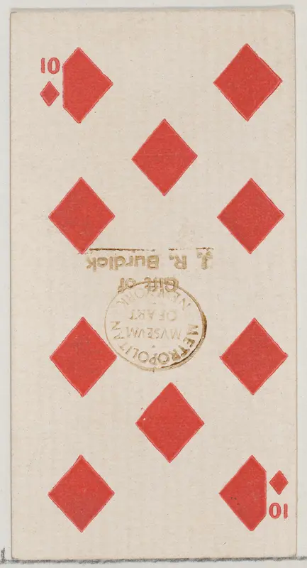 Ten Diamonds (red), from the Playing Cards series (N84) for Duke brand cigarettes Wall Art by W. Duke, Sons & Co. - High-Resolution Digital Print