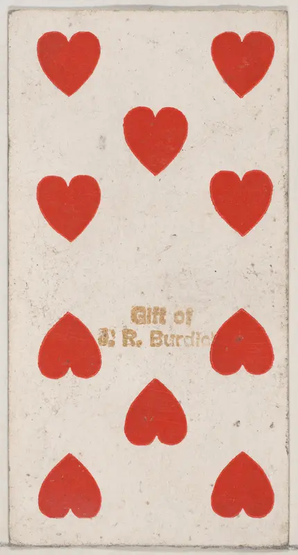 Ten Hearts, from the Playing Cards series (N84) to promote Turkish Cross-Cut Cigarettes for W. Duke, Sons and Co. Wall Art by W. Duke, Sons & Co. - High-Resolution Digital Print