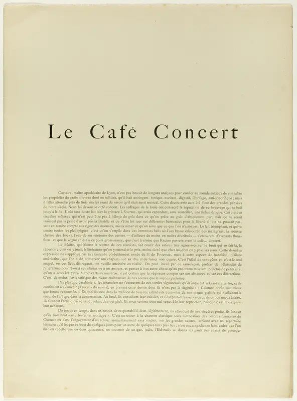 Text Booklet for Le Café-Concert