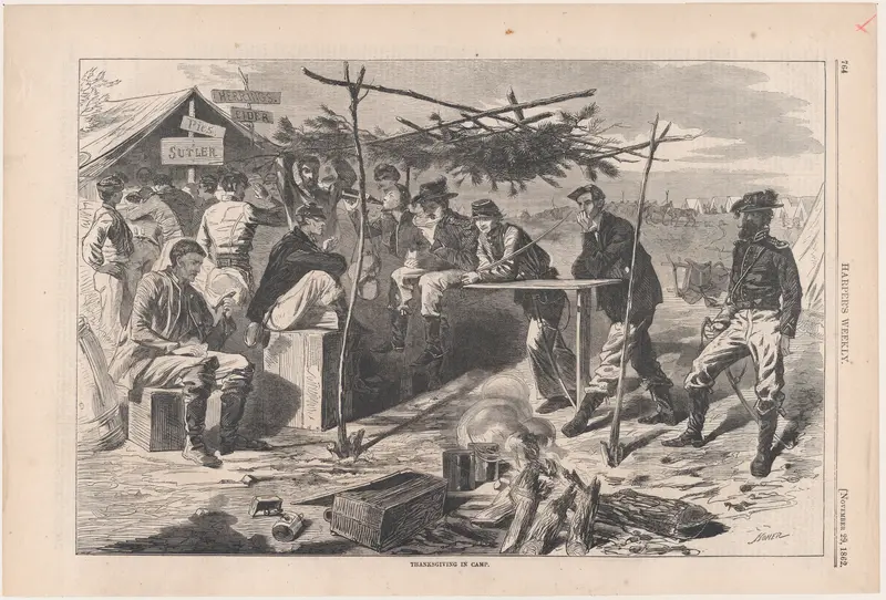 Thanksgiving in Camp (from "Harper's Weekly," Vol. VII) Wall Art by Winslow Homer - High-Resolution Digital Print