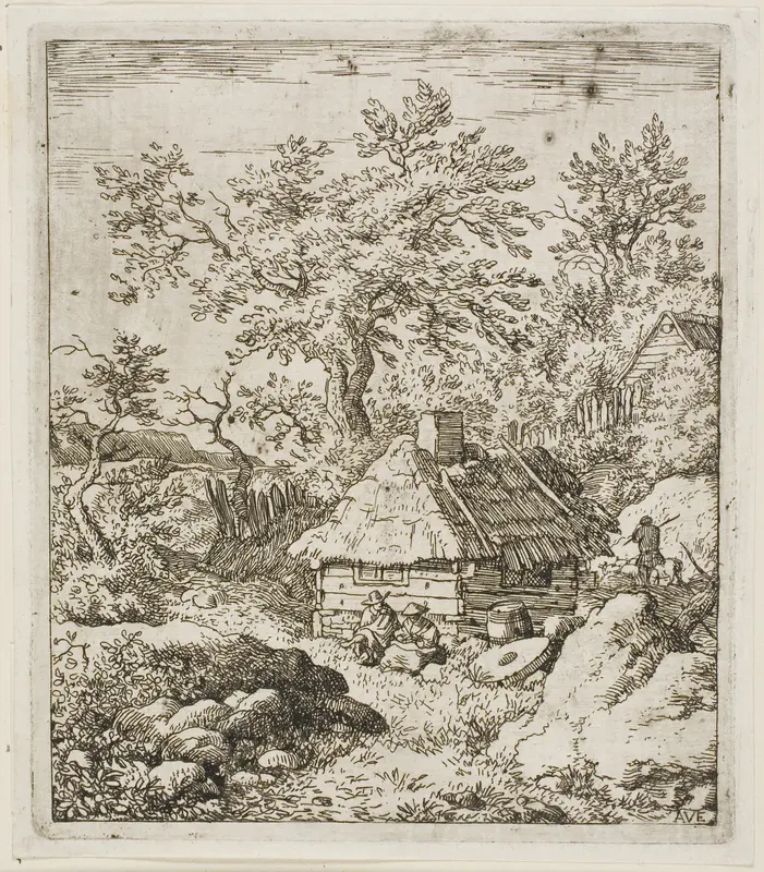 Thatched Hut among Trees and Rocks Wall Art by Allaert van Everdingen - High-Resolution Digital Print