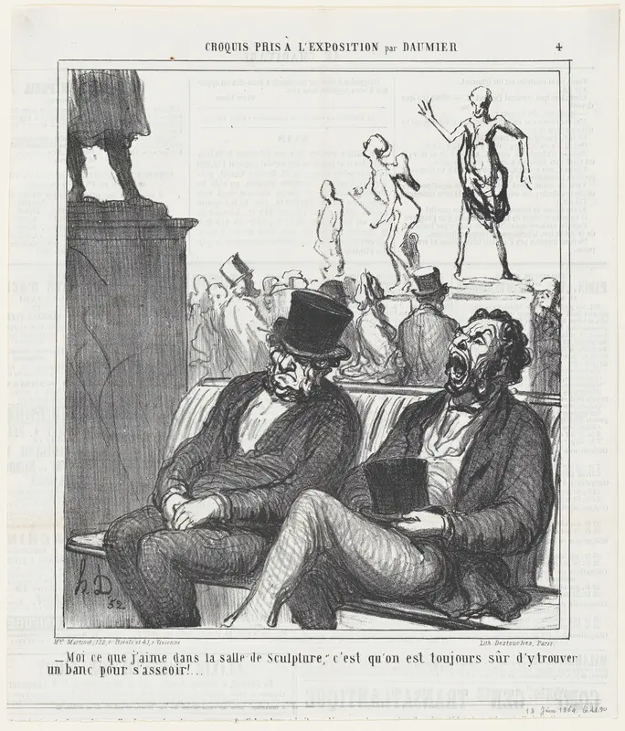 That's what I like about the sculpture room...., from 'Exhibition sketches,' published in Le Charivari, June 13, 1864 Wall Art by Honoré Daumier - High-Resolution Digital Print