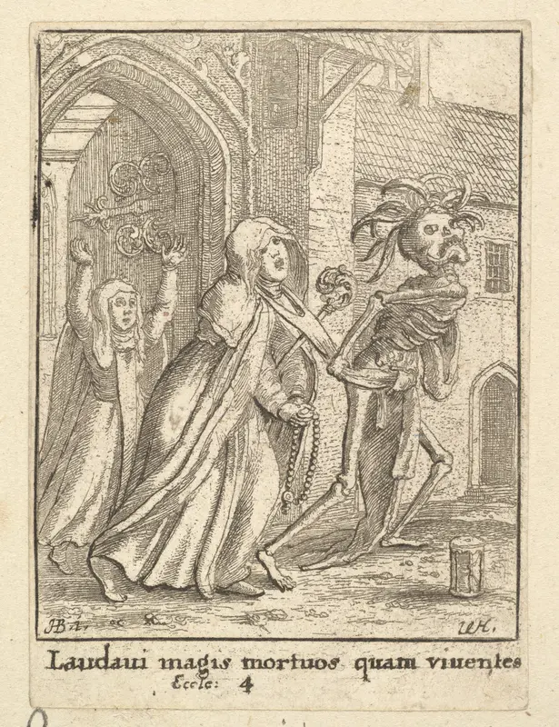 The Abbess, from "Dance of Death" Wall Art by Wenceslaus Hollar - High-Resolution Digital Print
