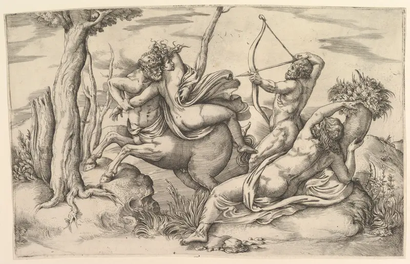 The abduction of Dejanira held by the centaur Nessus Wall Art by Battista Franco - High-Resolution Digital Print