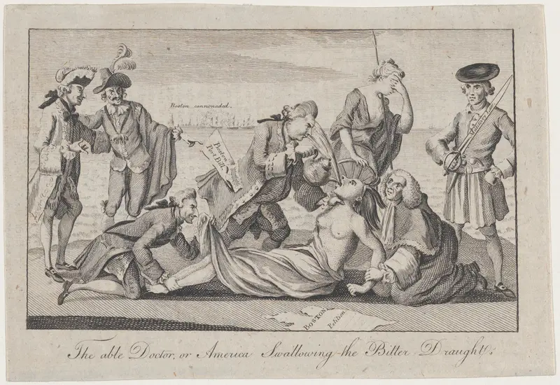 The Able Doctor, or America Swallowing the Bitter Draught, from The London Magazine Wall Art by Anonymous, British, 18th century - High-Resolution Digital Print