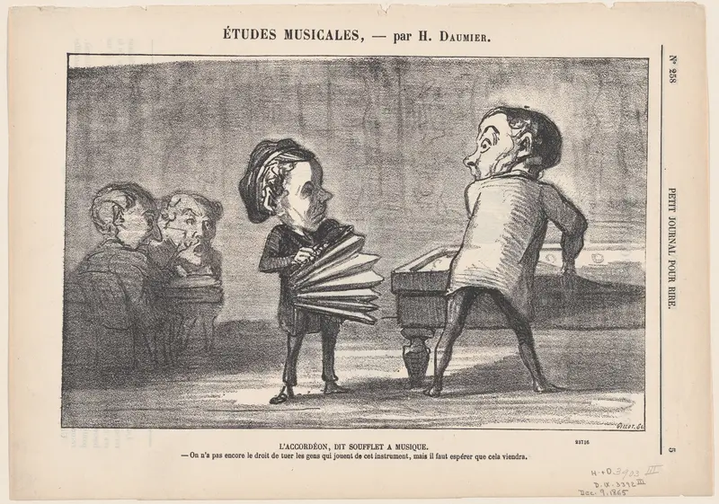 The Accordion: A Blow to Music, from "Musical Studies" Wall Art by Honoré Daumier - High-Resolution Digital Print