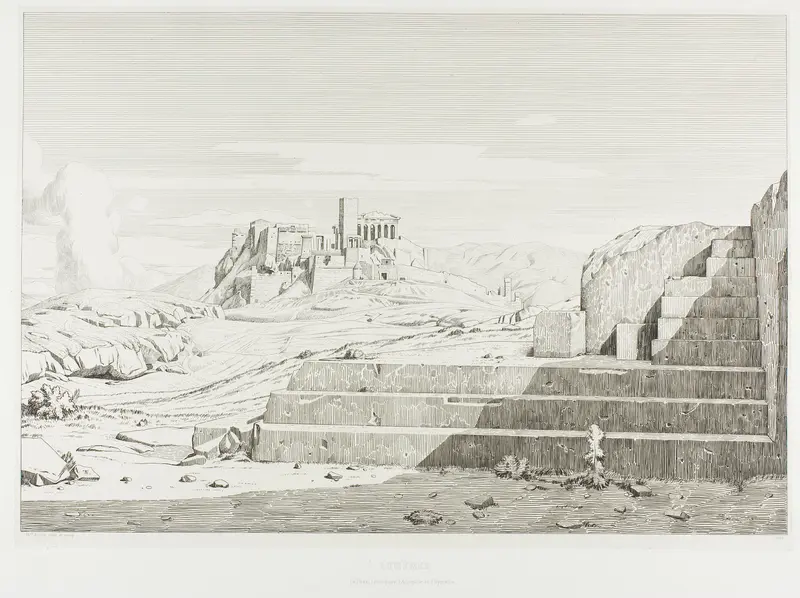 The Acropolis, Athens: The Pnyx, Areopagus, Acropolis and Mount Hymmettos Wall Art by Théodore Caruelle d' Aligny - High-Resolution Digital Print