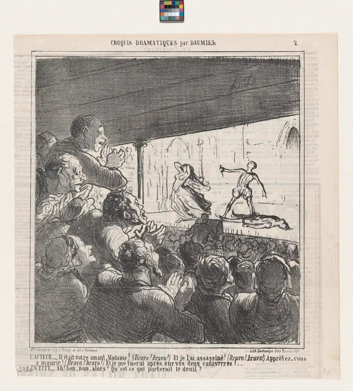 The actor and a street urchin, from 'Dramatic sketches,' published in Le Charivari, April 18, 1864 Wall Art by Honoré Daumier - High-Resolution Digital Print