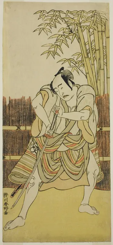 The Actor Bando Mitsugoro I as Ogata no Saburo Disguised as Yoroya Takiemon in the Play Mure Takamatsu Yuki no Shirahata, Performed at the Ichimura Theater in the Eleventh Month, 1780