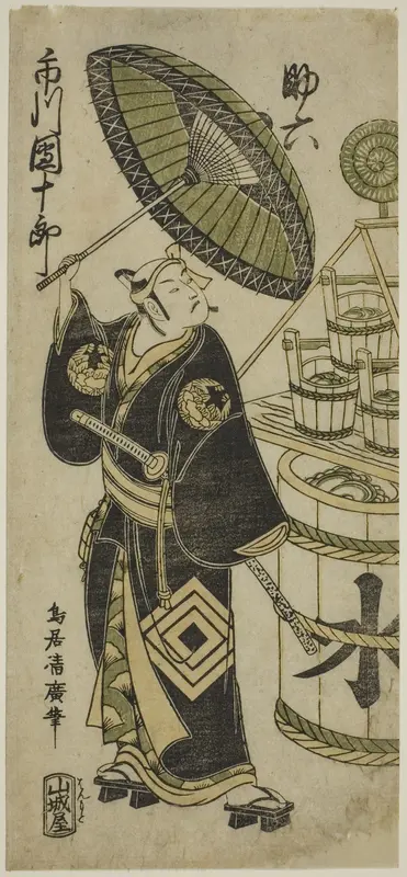 The Actor Ichikawa Danjuro IV as Sukeroku in the play "Choseiden Fudan-zakura," performed at the Nakamura Theater in the fourth month, 1756 Wall Art by Torii Kiyohiro - High-Resolution Digital Print