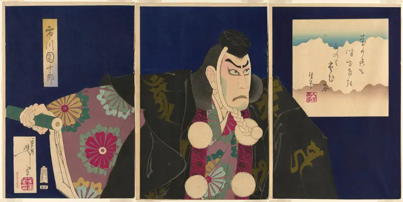 The actor Ichikawa Danjuro IX as Musashibo Benkei in the play "The Subscription List (Kanjincho)"