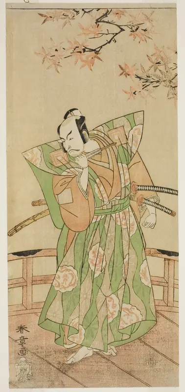 The Actor Ichikawa Danjuro V as Momonoi Wakasanosuke Yasuchika (?) in the Play Kanadehon Chushingura (?), Performed at the Nakamura Theater (?) in the Fifth Month, 1771 (?)