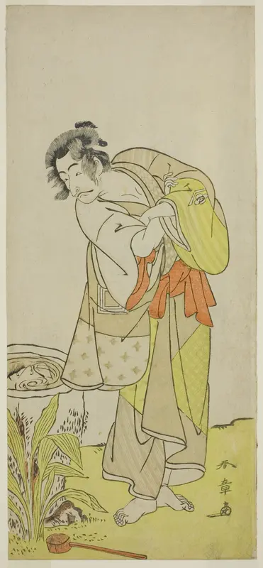 The Actor Ichikawa Danjuro V as Soga no Dozaburo (?) in the Play Shida Yuzuriha Horai Soga (?), Performed at the Morita Theater (?) in the First Month, 1775 (?)