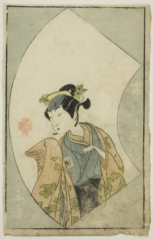 The Actor Ichikawa Kodanji II, from "A Picture Book of Stage Fans (Ehon butai ogi)"