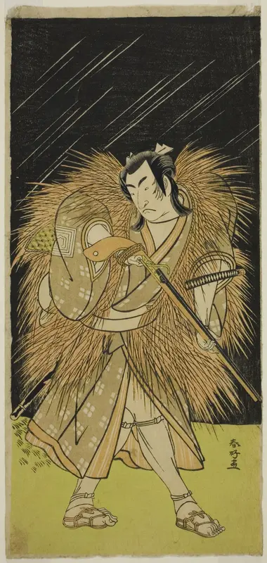 The Actor Ichikawa Monnosuke II as Hayano Kampei in the Play Kanadehon Chushin Najori no Kura, Performed at the Nakamura Theater in the Ninth Month, 1780