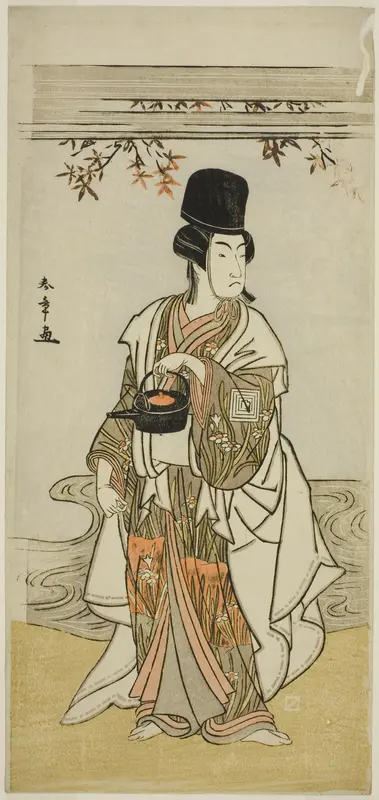 The Actor Ichikawa Monnosuke II as the Court Servant Shoheida Sadamori in the Play Masakado Kammuri no Hatsuyuki, Performed at the Nakamura Theater in the Eleventh Month, 1777