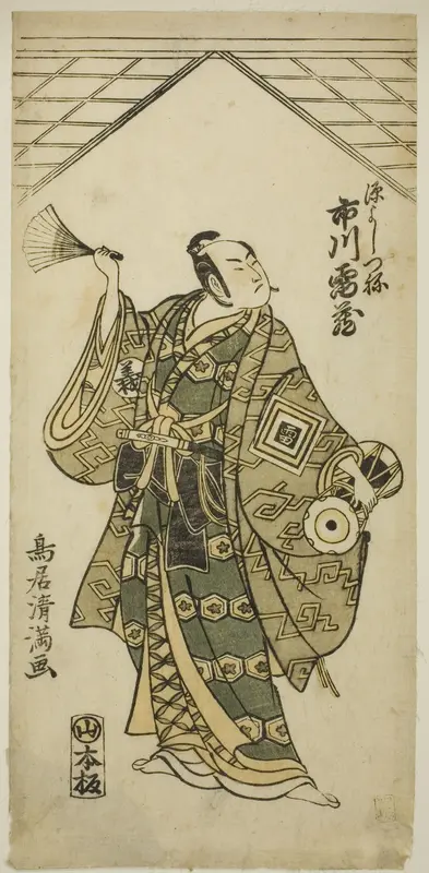 The Actor Ichikawa Raizo I as Minamoto no Yoshitsune in the play "Nihon ga Hana Hogan Biiki," performed at the Nakamura Theater in the eleventh month, 1761 Wall Art by Torii Kiyomitsu I - High-Resolution Digital Print