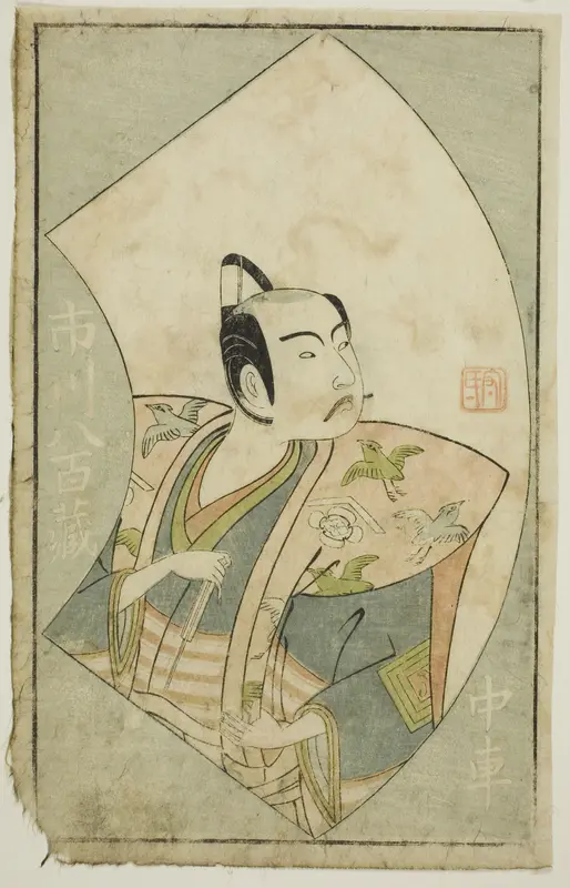 The Actor Ichikawa Yaozo II, from "A Picture Book of Stage Fans (Ehon butai ogi)"