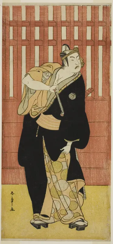 The Actor Ichimura Uzaemon IX as Soga no Goro Tokimune Disguised as Agemaki no Sukeroku in the Play Sukeroku Yukari no Edo-zakura, Performed at the Ichimura Theater in the Fifth Month, 1782