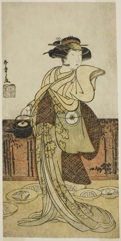 The Actor Iwai Hanshiro IV as Tsukisayo in the Play Gohiiki Nenne Soga, Performed at the Nakamura Theater in the First Month, 1779