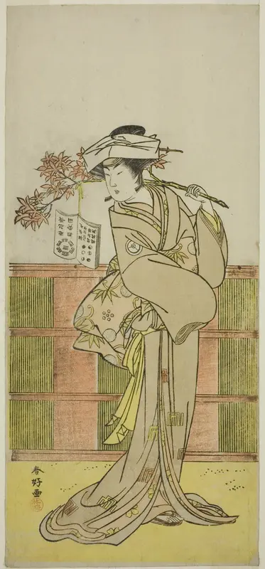 The Actor Iwai Hanshiro IV as Umegae Disguised as the Female Fortune-teller Omatsu in the Play Mukashi Otoko Yuki no Hinagata, Performed at the Ichimura Theater in the Eleventh Month, 1781
