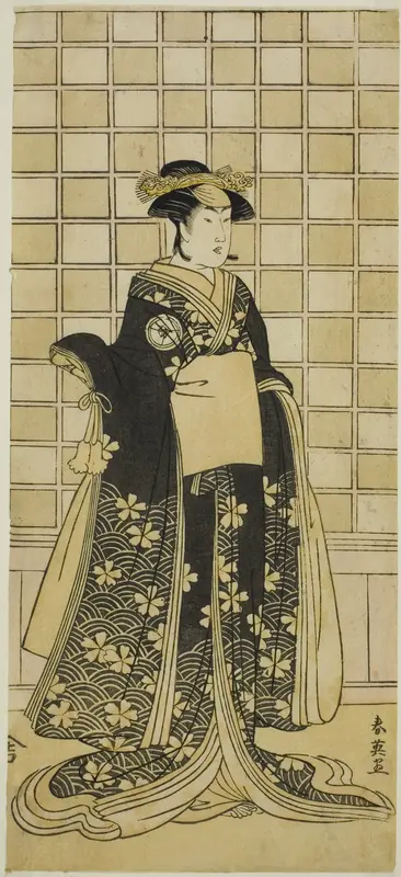 The Actor Iwai Kiyotaro II as Lady Itohagi (?) in the Play Genji Saiko Kogane Tachibana (?), Performed at the Ichimura Theater (?) in the Eleventh Month, 1788 (?)