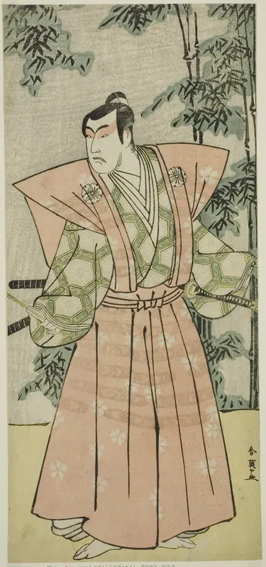 The Actor Matsumoto Koshiro IV as Hatakeyama Shigetada Disguised as Honjo Soheiji (?) in the Play Edo no Fuji Wakayagi Soga (?), Performed at the Nakamura Theater (?) in the First Month, 1789 (?)