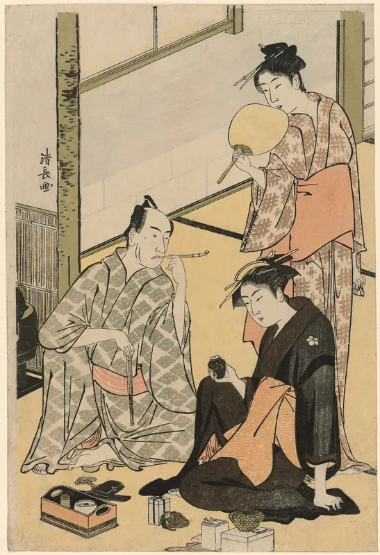 The Actor Matsumoto Koshiro IV with his family, from an untitled series of four prints showing Actors in private life