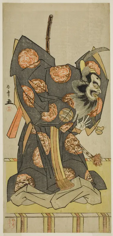 The Actor Nakajima Mihoemon II as Shujaku Tenno in the Play Masakado Kammuri no Hatsuyuki, Performed at the Nakamura Theater in the Eleventh Month, 1777 Wall Art by Katsukawa Shunsho - High-Resolution Digital Print