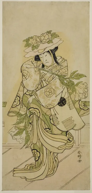 The Actor Nakamura Nakazo I in a Shak-kyo Dance in the Play Aioi Jishi, Performed at the Ichimura Theater in the Fourth Month, 1784