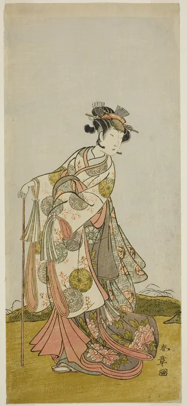 The Actor Nakamura Noshio I as Princess Usuyuki (Usuyuki Hime) in the play "Shin Usuyuki Monogatari," performed at the Morita Theater in the fifth month, 1774 Wall Art by Katsukawa Shunsho - High-Resolution Digital Print