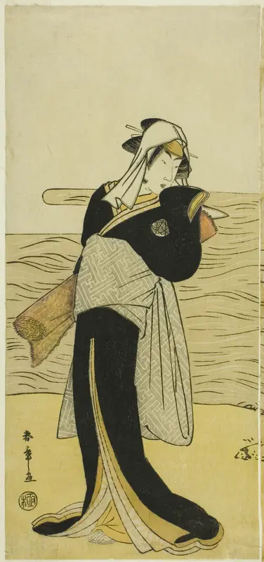 The Actor Nakamura Riko I as Hanako, the Daughter of Koshiba Kamon, Disguised as a Yotaka (Low-class Prostitute), in the Play Kotobuki Banzei Soga, Performed at the Ichimura Theater in the Fifth Month, 1783