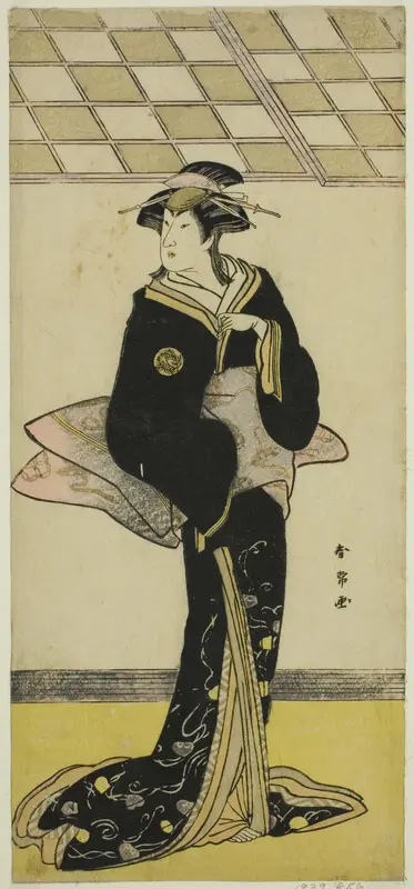 The Actor Nakamura Riko I as Lady Manko (Manko Gozen) (?) in the Play Soga Musume Choja (?), Performed at the Nakamura Theater (?) in the First Month, 1784 (?)