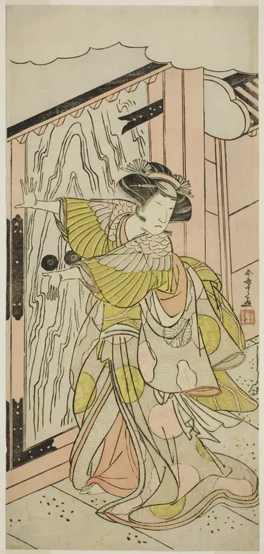 The Actor Nakamura Tomijuro I as Lady Hangaku (Hangaku Gozen) in the Play Wada-gassen Onna Maizuru, Performed at the Nakamura Theater in the Seventh Month, 1777