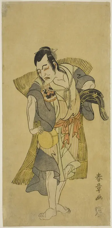 The Actor Nakamura Utaemon I as Kudo Suketsune Disguised as a Beggar in the Play Soga Moyo Aigo no Wakamatsu, Performed at the Nakamura Theater in the First Month, 1769