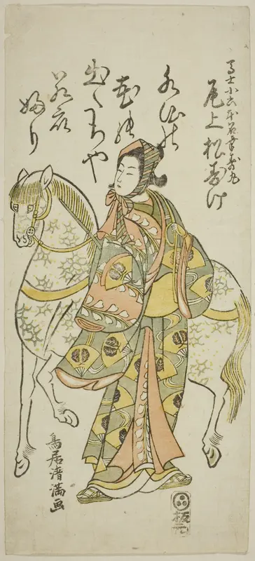 The Actor Onoe Matsusuke I as Koroku in the play "Furitsumu Hana Nidai Genji," performed at the Ichimura Theater in the eleventh month, 1765
