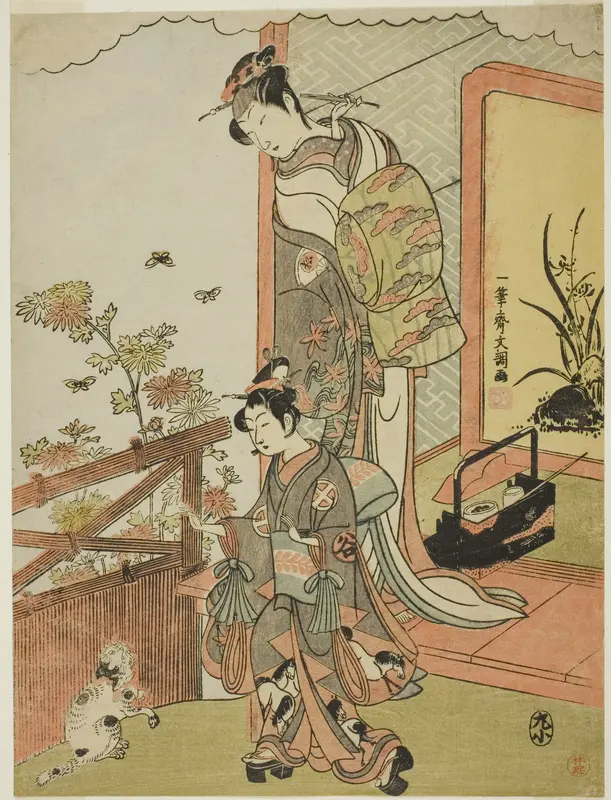 The Actor Onoe Matsusuke I as Oiso no Tora (?) (right), and Otani Taniji (left) Wall Art by Ippitsusai Buncho - High-Resolution Digital Print
