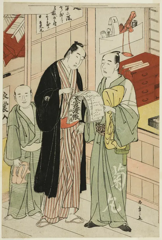 The Actor Onoe Matsusuke I in the Wardrobe Room of a Theater